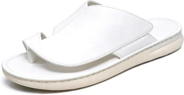 Men's Beach Sandals: Genuine Leather Material | Comfortable Toe-Post Design | Easy Slip-On Style | Features Orthopedic Arch Support | Ideal for Summer Vacations & Casual Daily Walks