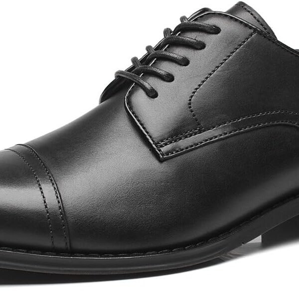 Mens Leather Updated Classic Cap Toe Oxfords Lace Dress Shoes