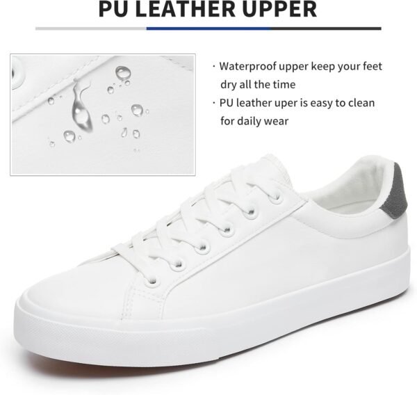 Men’s White Tennis Shoes Low Top  Sneakers PU Leather Casual Shoe for Men’s