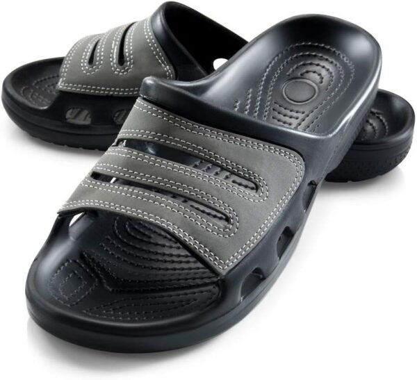 Men's Slides | Open-Toe Slip-Ons | Waterproof Rubber Footwear Ideal for Beach, Pool, Gym, & Travel Wear
