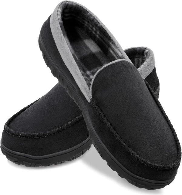 Men's Microsuede Moccasin Slippers with Memory Foam Insole – Indoor House Shoes