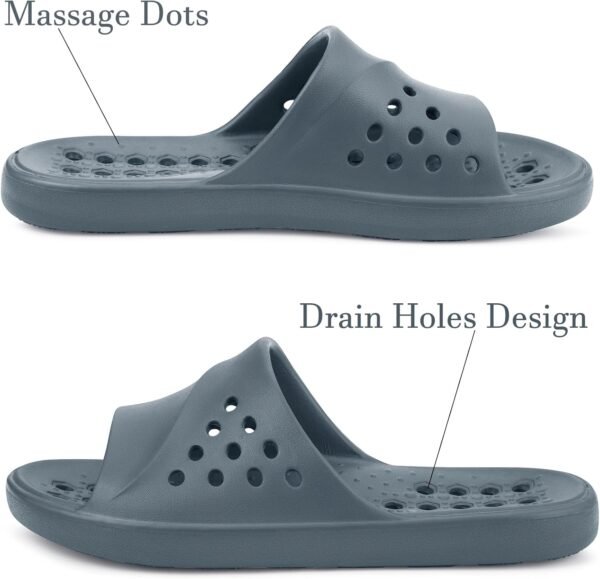 Unisex Shower Slides – Foot-Massaging Pool Slides, With Arch Support, Quick-Drying Beach Sandals, Summer Non-Slip Bathroom/Indoor-Outdoor House Sandals (With Drainage Holes)