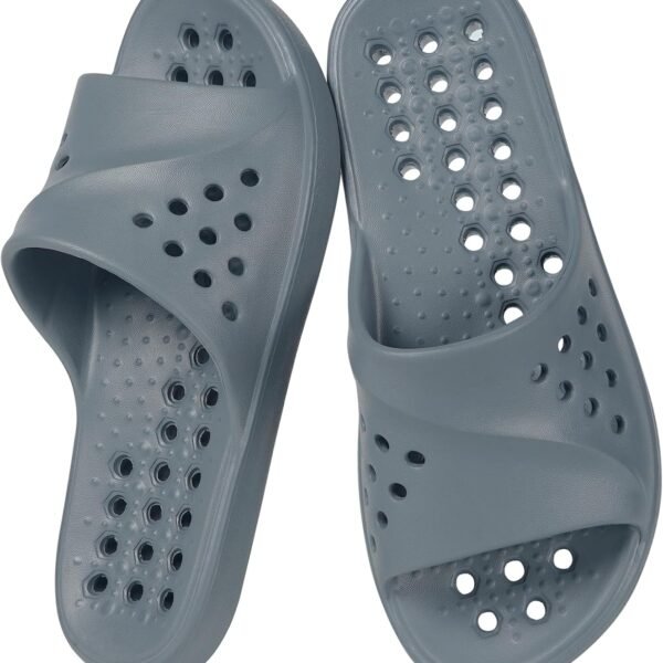Unisex Shower Slides – Foot-Massaging Pool Slides, With Arch Support, Quick-Drying Beach Sandals, Summer Non-Slip Bathroom/Indoor-Outdoor House Sandals (With Drainage Holes)