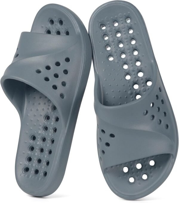 Unisex Shower Slides – Foot-Massaging Pool Slides, With Arch Support, Quick-Drying Beach Sandals, Summer Non-Slip Bathroom/Indoor-Outdoor House Sandals (With Drainage Holes)