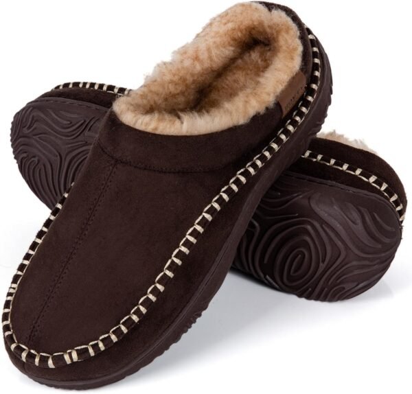 Men's Moccasin House Slippers – Memory Foam Indoor/Outdoor Footwear, Warm & Plush Comfort, Slip-On Design