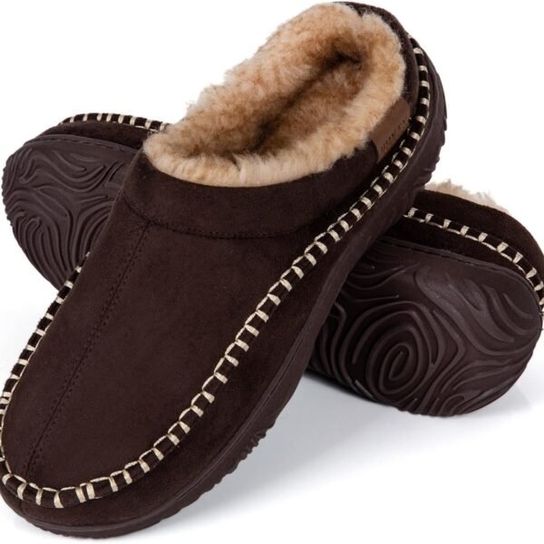 Men's Moccasin House Slippers – Memory Foam Indoor/Outdoor Footwear, Warm & Plush Comfort, Slip-On Design