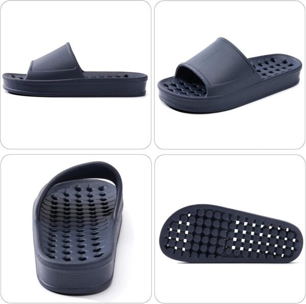 Unisex Shower Slides — Massaging Sandals with Drainage Holes — Soft, Cushioned, & Non-Slip — Comfortable Thick Sole — Quick-Drying Footwear for Gym, Bathroom, & Spa Use