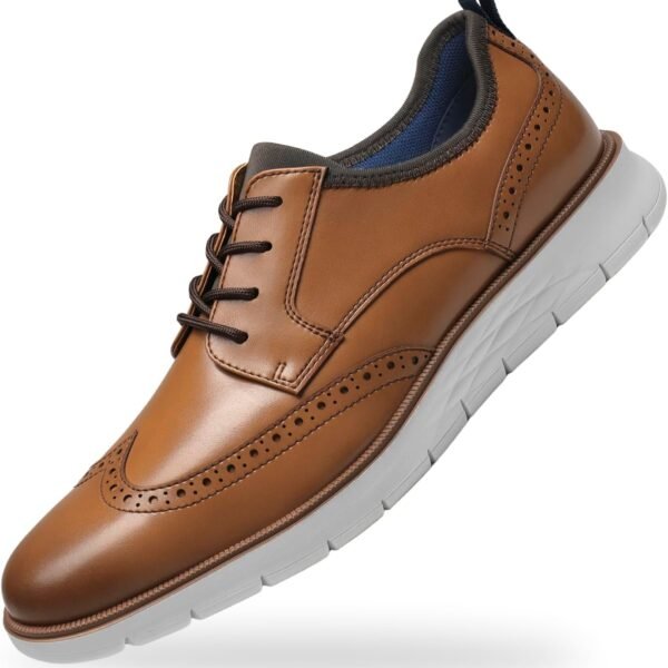 Mens Comfortable Dress Shoes Casual Oxford Shoes Breathable Mens Dress Sneakers Lightweight Business Casual Oxford Sneakers with Wingtip Shoes for Office Walking