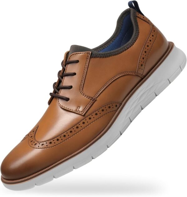 Mens Comfortable Dress Shoes Casual Oxford Shoes Breathable Mens Dress Sneakers Lightweight Business Casual Oxford Sneakers with Wingtip Shoes for Office Walking