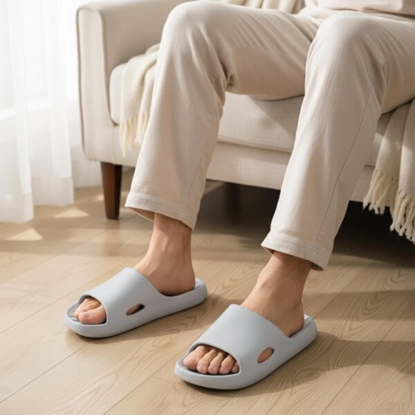 Men's Shower Slides (With Drainage Holes) – Quick-Drying Bathroom Slippers, Unisex Non-Slip Style, Suitable for Home, Bedroom, Pool, Spa, Guest Use, & College Dorms