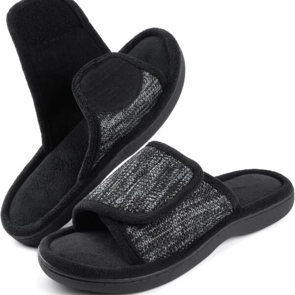 Men's Adjustable, Wrap-Around Memory Foam Slippers