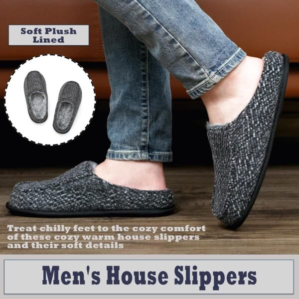 Men's Indoor Slippers – Memory Foam Non-Slip House Shoes, Plush Lining, Sizes 8-15