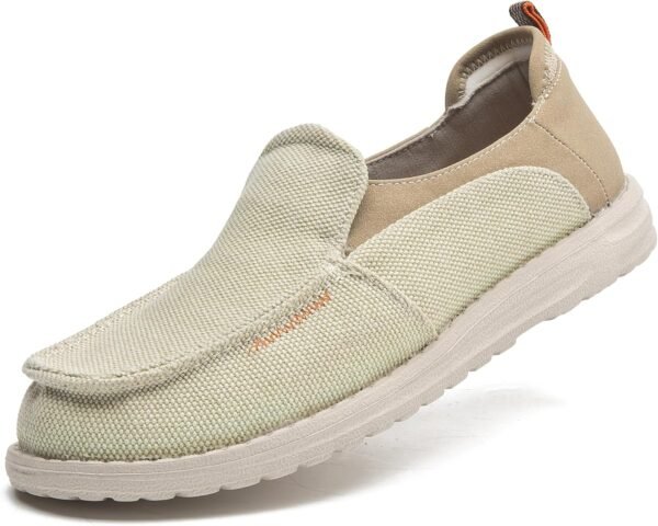 Men’s Slip De Shoes Casual Canvas Loafers Slip-s Hands Free Comfortable Stretch Flat Boat Shoes