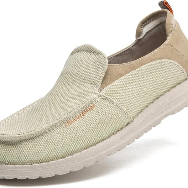 Men’s Slip De Shoes Casual Canvas Loafers Slip-s Hands Free Comfortable Stretch Flat Boat Shoes